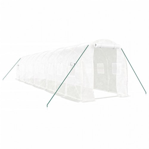 Drivhus med stålstel 20 m² - 10×2×2 m, hvid