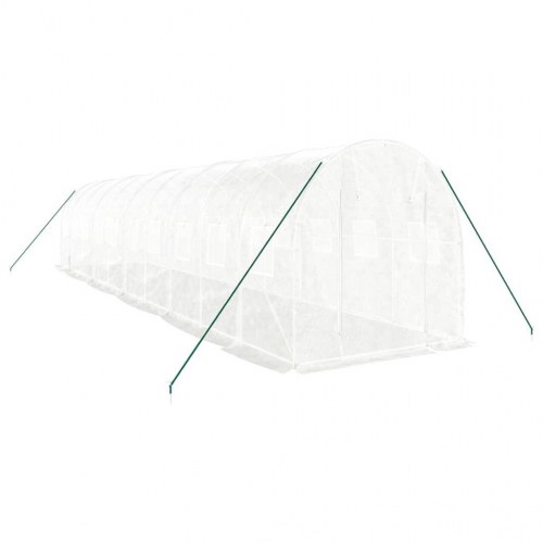 Drivhus med stålstel 20 m² - 10×2×2 m, hvid