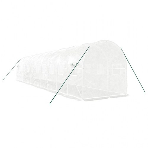 Drivhus med stålstel 20 m² - 10×2×2 m, hvid