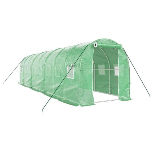 Drivhus med stålstel 16 m² - 8×2×2 m, grøn