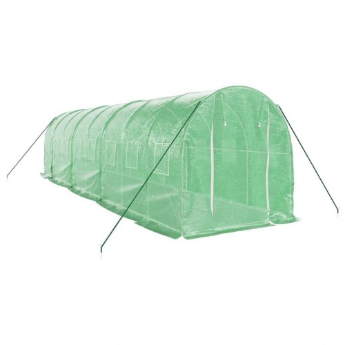 Drivhus med stålstel 16 m² - 8×2×2 m, grøn