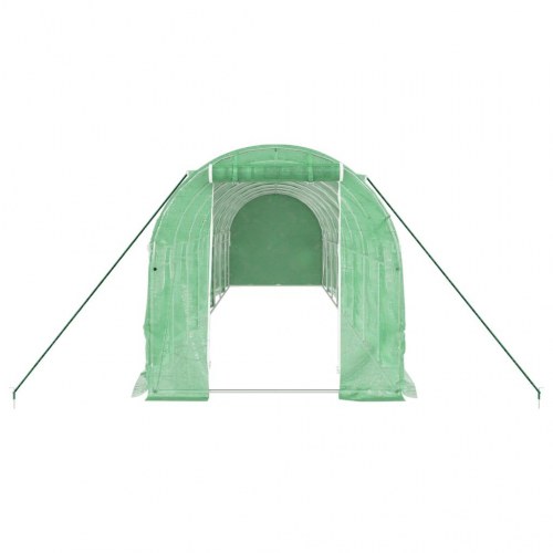 Drivhus med stålstel 16 m² - 8×2×2 m, grøn