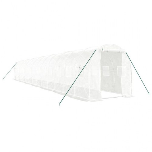 Drivhus med stålstel 28 m² - 14×2×2 m, hvid