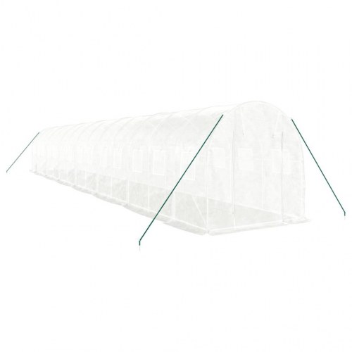 Drivhus med stålstel 28 m² - 14×2×2 m, hvid