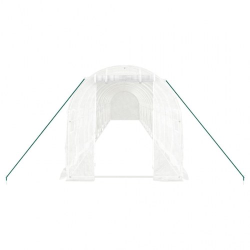 Drivhus med stålstel 28 m² - 14×2×2 m, hvid