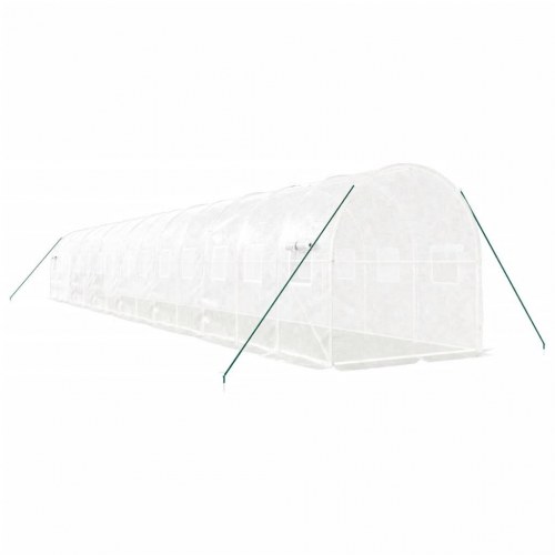 Drivhus med stålstel 28 m² - 14×2×2 m, hvid