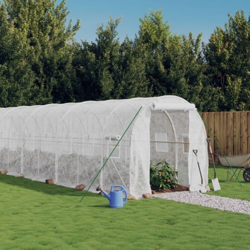 Drivhus med stålstel 48 m² 24 x 2 x 2 m hvid