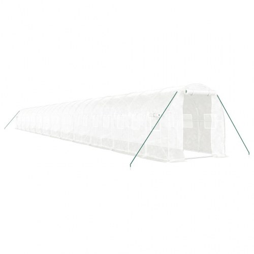 Drivhus med stålstel 48 m² 24 x 2 x 2 m hvid