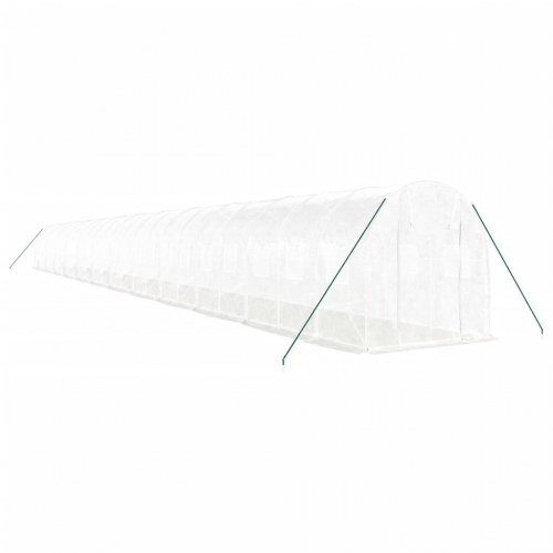 Drivhus med stålstel 48 m² 24 x 2 x 2 m hvid