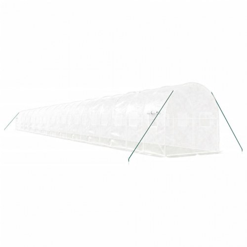 Drivhus med stålstel 48 m² 24 x 2 x 2 m hvid
