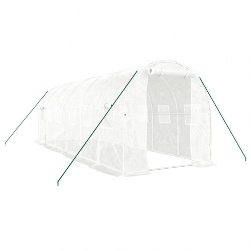 Drivhus med stålstel 12 m² - 6×2×2 m, hvid