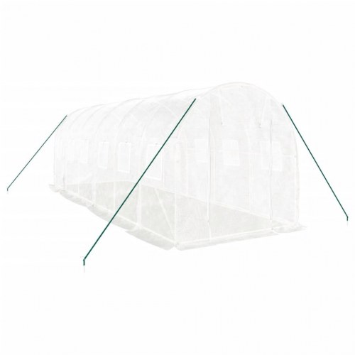 Drivhus med stålstel 12 m² - 6×2×2 m, hvid