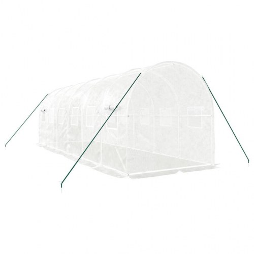 Drivhus med stålstel 12 m² - 6×2×2 m, hvid