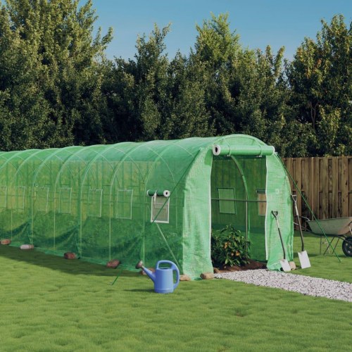 Drivhus med stålstel 48 m² - 24×2×2 m, grøn