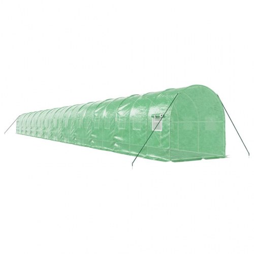 Drivhus med stålstel 48 m² - 24×2×2 m, grøn