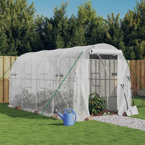 Drivhus 8 m² med stålstel 4×2×2 m - hvid