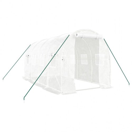 Drivhus 8 m² med stålstel 4×2×2 m - hvid