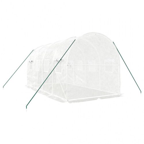 Drivhus 8 m² med stålstel 4×2×2 m - hvid