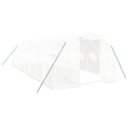 Drivhus med stålstel 24 m² - 8 × 3 × 2 m, hvid