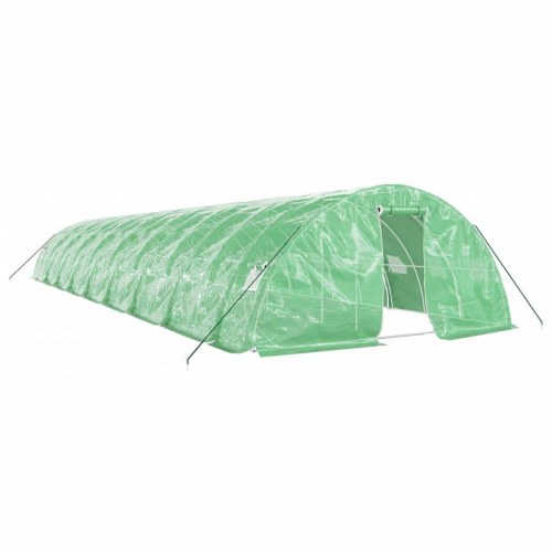 Drivhus med stålstel 90 m² - 18 × 5 × 2,3 m, grøn