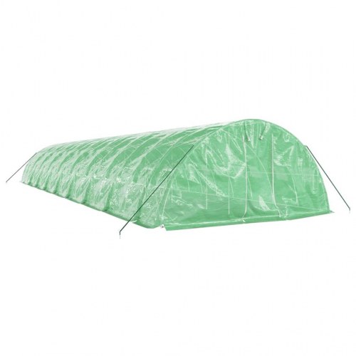 Drivhus med stålstel 90 m² - 18 × 5 × 2,3 m, grøn
