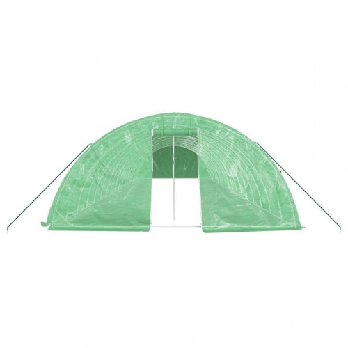 Drivhus med stålstel 90 m² - 18 × 5 × 2,3 m, grøn