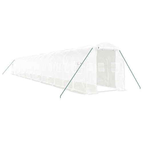 Drivhus tunnel 32 m² - 16 × 2 × 2 m, hvid, stålstel og PE