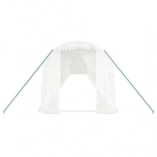 Drivhus tunnel 32 m² - 16 × 2 × 2 m, hvid, stålstel og PE