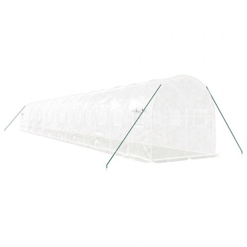 Drivhus tunnel 32 m² - 16 × 2 × 2 m, hvid, stålstel og PE