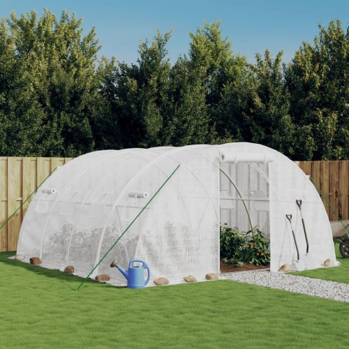 Drivhus med stålramme - hvid polytunnel 16 m² (4×4×2 m)