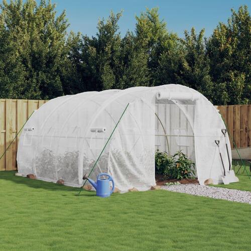 Drivhus med stålstel 12 m² 4x3x2 m hvid