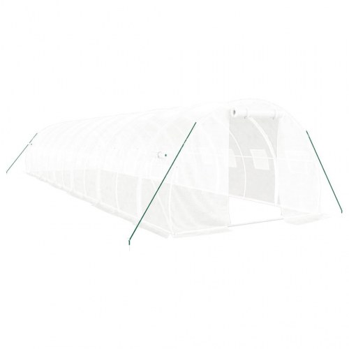 Drivhus med stålstel 36 m² - 12 × 3 × 2 m, hvid