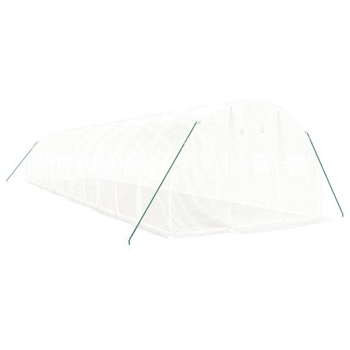 Drivhus med stålstel 36 m² - 12 × 3 × 2 m, hvid