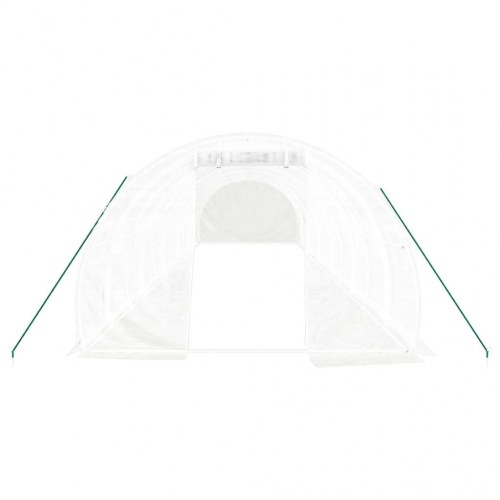 Drivhus med stålstel 36 m² - 12 × 3 × 2 m, hvid