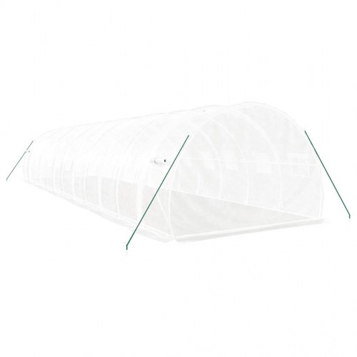 Drivhus med stålstel 36 m² - 12 × 3 × 2 m, hvid