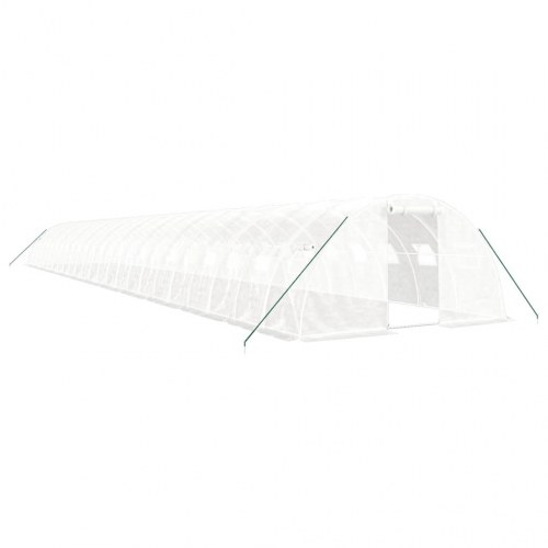 Drivhus med stålstel 96 m² 24 x 4 x 2 m hvid
