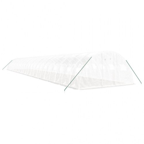 Drivhus med stålstel 96 m² 24 x 4 x 2 m hvid