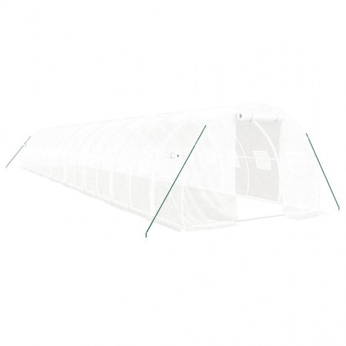 Drivhus med stålstel 48 m² - 16 × 3 × 2 m, hvid