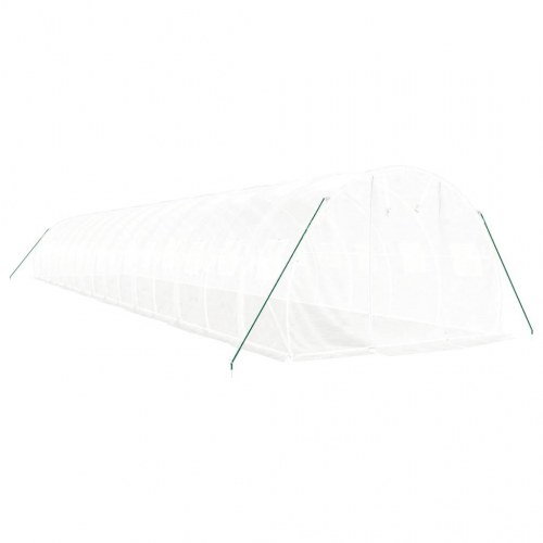 Drivhus med stålstel 48 m² - 16 × 3 × 2 m, hvid