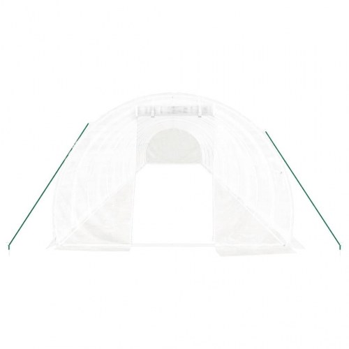 Drivhus med stålstel 48 m² - 16 × 3 × 2 m, hvid