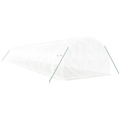 Drivhus med stålstel 48 m² - 16 × 3 × 2 m, hvid