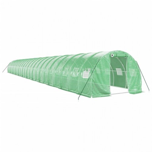 Drivhus med stålstel 72 m² - 24 × 3 × 2 m, grøn