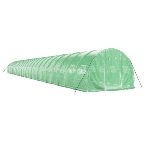 Drivhus med stålstel 72 m² - 24 × 3 × 2 m, grøn