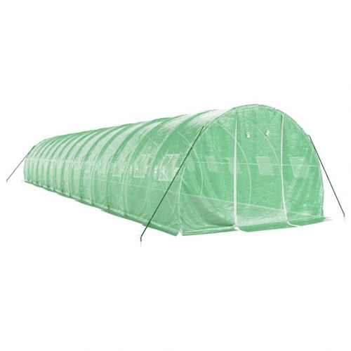 Drivhus med stålstel 42 m² - 14 × 3 × 2 m, grøn