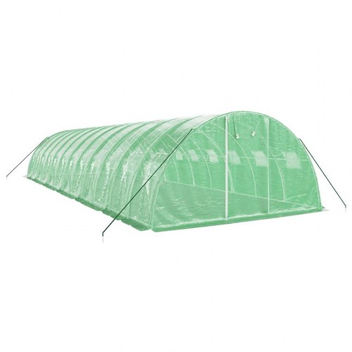 Drivhus med stålstel 48 m² 12 x 4 x 2 m grøn
