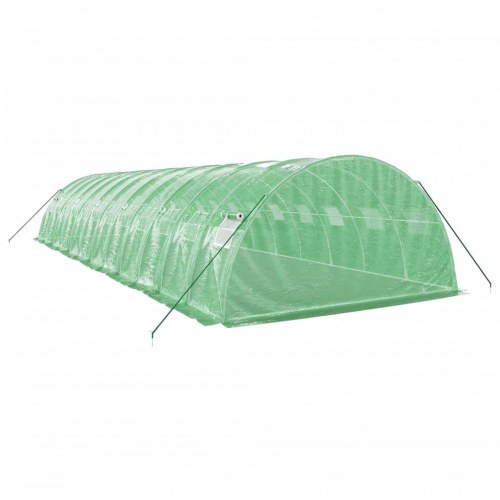 Drivhus med stålstel 48 m² 12 x 4 x 2 m grøn