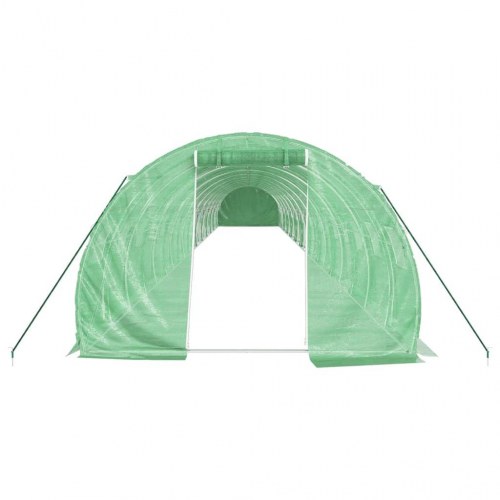 Drivhus med stålstel 66 m² - 22 × 3 × 2 m, grøn