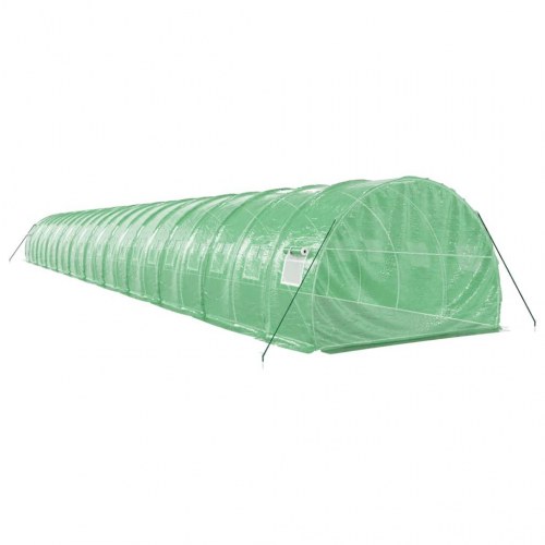 Drivhus med stålstel 66 m² - 22 × 3 × 2 m, grøn