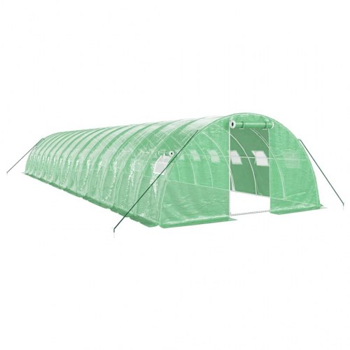 Drivhus med stålstel 56 m² 14 x 4 x 2 m grøn