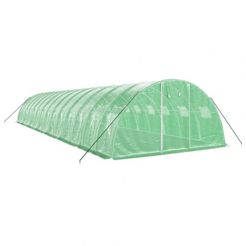 Drivhus med stålstel 56 m² 14 x 4 x 2 m grøn